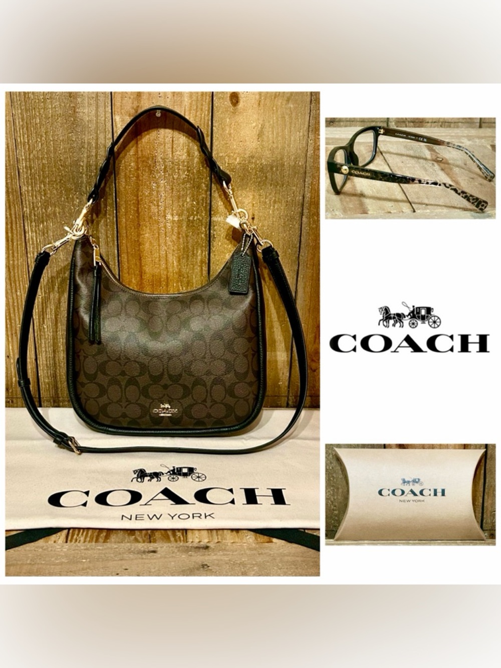 Coach. 4 Piece: New Jules Hobo Bag with Free Eyeglasses, Dust Bag & Gift Box. - Picture 16 of 16
